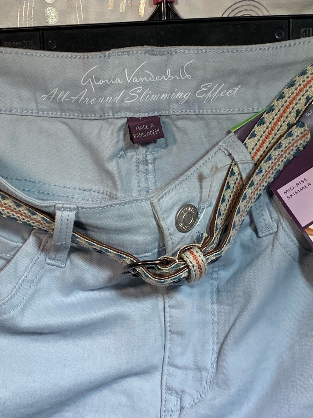 Gloria Vanderbilt Light Blue Bermuda Shorts with Woven Belt - Picture 7 of 9